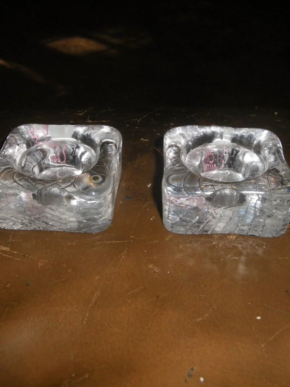 2 Small Ice Cube Style Candle Holders WMF Glas Galerie